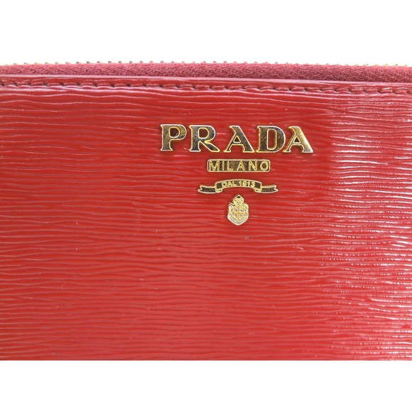 Prada Vitello Red Leather Zip Around Long Continental Wallet - Picture 3 of 13